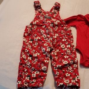 Oshkosh overalls w/matching onesie 6m